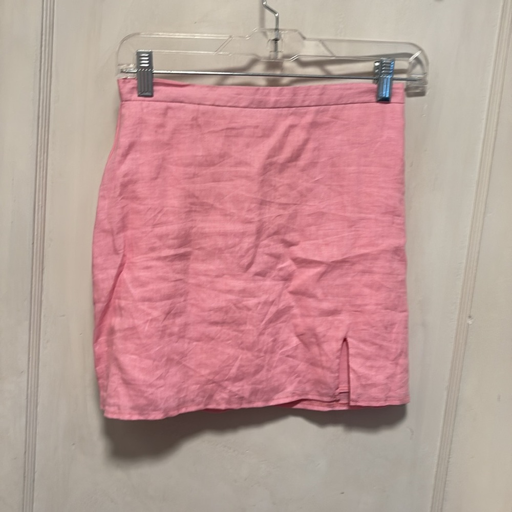 Verge Girl Pink Linen Mini Skirt 8
